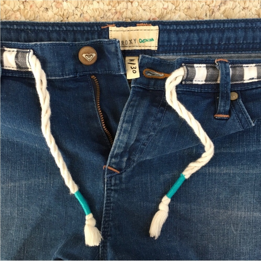 Vintage Roxy Denim Shorts with Rope Tie Accent - Picture 3 of 5